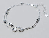 925 Sterling Silver Multi-layers Rows Beads Bracelet