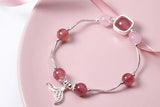 925 Silver Strawberry Quartz Mermaid Tail Cuff Bracelet
