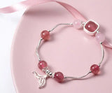 925 Silver Strawberry Quartz Mermaid Tail Cuff Bracelet