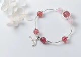 925 Silver Strawberry Quartz Mermaid Tail Cuff Bracelet
