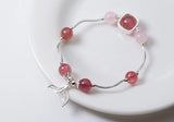 925 Silver Strawberry Quartz Mermaid Tail Cuff Bracelet