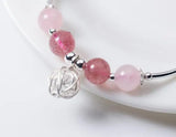 925 Silver Strawberry Quartz & Pink Crystal Cuff Bracelet