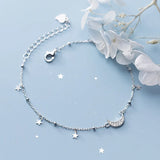925 Sterling Silver Star & Mini CZ Moon Chain Bracelet