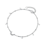 925 Sterling Silver Star & Mini CZ Moon Chain Bracelet