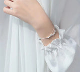 925 Sterling Silver Double Rows Brushed & Polished Bracelet