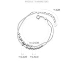 925 Sterling Silver Double Rows Brushed & Polished Bracelet