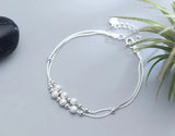 925 Sterling Silver Double Rows Brushed & Polished Bracelet