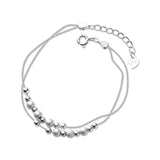 925 Sterling Silver Double Rows Brushed & Polished Bracelet
