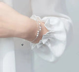 925 Sterling Silver Double Rows Brushed & Polished Bracelet