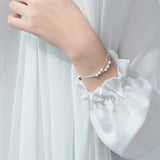 925 Sterling Silver Double Rows Brushed & Polished Geometric Bracelet