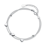 925 Sterling Silver Heart & Lucky Ball Chain Bracelet