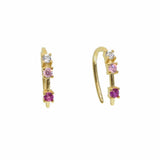 925 Sterling Silver Pink Zircon CZ Clip Earrings