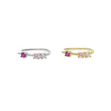 925 Sterling Silver Pink Zircon CZ Clip Earrings