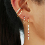 925 Sterling Silver Pink Zircon CZ Clip Earrings