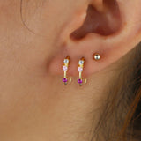 925 Sterling Silver Pink Zircon CZ Clip Earrings
