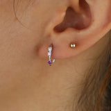925 Sterling Silver Pink Zircon CZ Clip Earrings