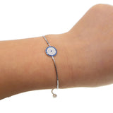 925 Silver Evil Eye Bracelet CZ Charm Women Lady Girls