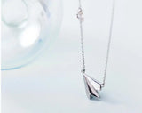 925 Silver CZ Star & Paper Plane Pendant Necklace GTLX1860