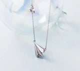 925 Silver CZ Star & Paper Plane Pendant Necklace GTLX1860