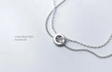 925 Silver Double Row Zirconia Lucky Circle Pendant Necklace