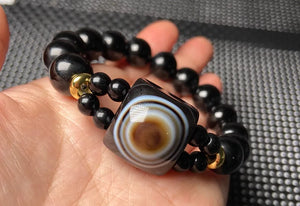 100% Real Dzi Agate Bracelet Natural Texture Dzi Jade Bracelet
