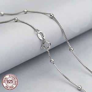 925 Sterling Silver Box Chain Necklace for Women