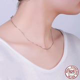 925 Sterling Silver Box Chain Necklace for Women