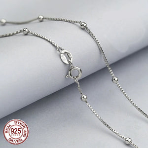 925 Sterling Silver Box Chain Necklace for Women