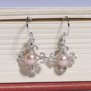 925 Sterling Silver Flower Earrings with Freshwater Pearls