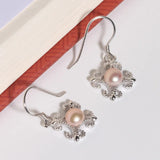 925 Sterling Silver Flower Earrings with Freshwater Pearls