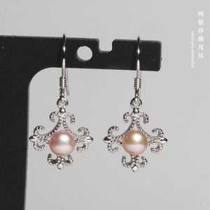 925 Sterling Silver Flower Earrings with Freshwater Pearls