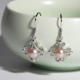 925 Sterling Silver Flower Earrings with Freshwater Pearls