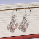 925 Sterling Silver Flower Earrings with Freshwater Pearls