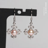 925 Sterling Silver Flower Earrings with Freshwater Pearls