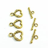 100 Vintage Silver/Gold Flower/Crown/Heart Toggle Hook Clasps