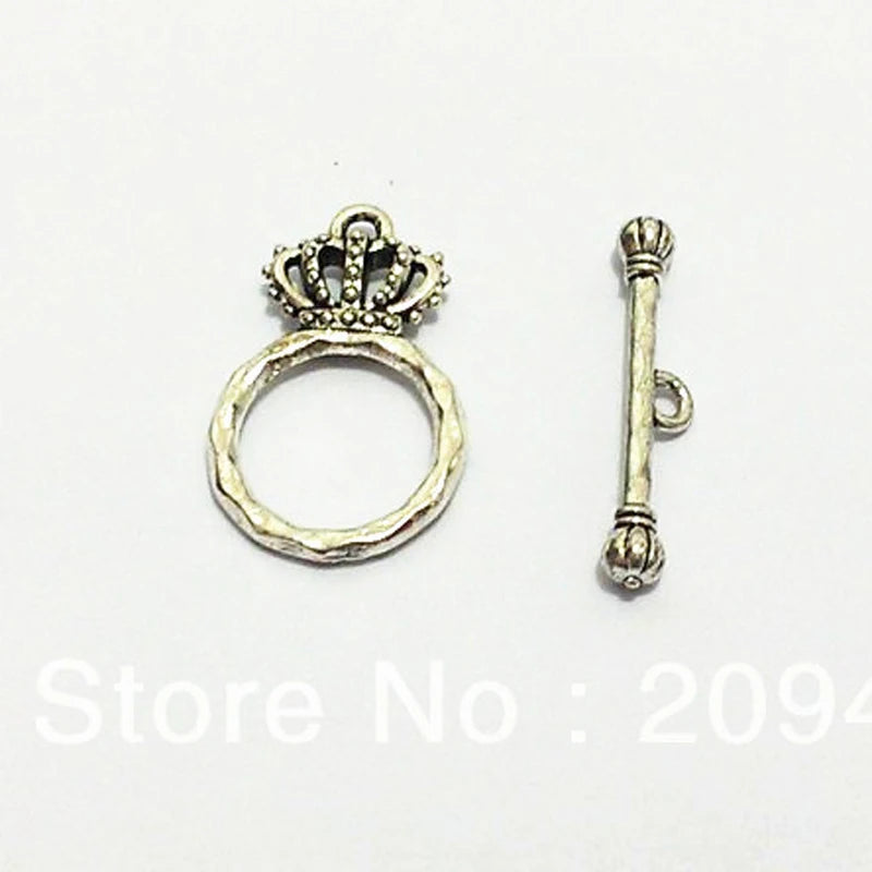 100 Vintage Silver/Gold Flower/Crown/Heart Toggle Hook Clasps