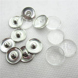 Brass Snap Buttons with Clear Glass Cabochons 12mm