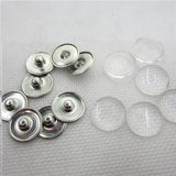 Brass Snap Buttons with Clear Glass Cabochons 12mm