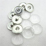 Brass Snap Buttons with Clear Glass Cabochons 12mm