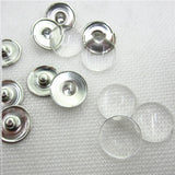 Brass Snap Buttons with Clear Glass Cabochons 12mm