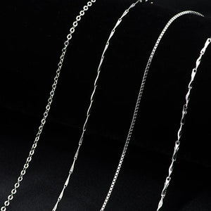 Silver 925 Necklace Women Short Water-Waved Chain O Cross,Snake,Box Chain