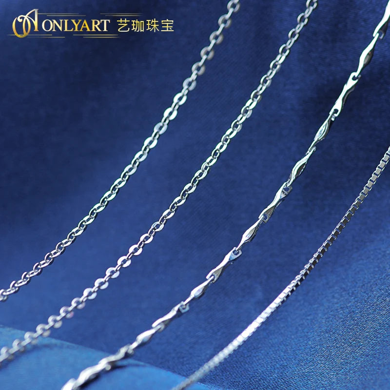 Silver 925 Necklace Women Short Water-Waved Chain O Cross,Snake,Box Chain