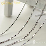 Silver 925 Necklace Women Short Water-Waved Chain O Cross,Snake,Box Chain