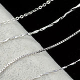 Silver 925 Necklace Women Short Water-Waved Chain O Cross,Snake,Box Chain