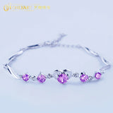 Love Purple Stone Bangle in Silver 925 - OnlyArt Jewelry
