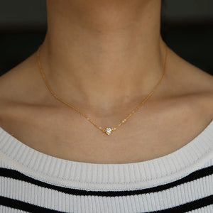 925 Sterling Silver Heart Necklace CZ Charm Drop Delicate Jewelry