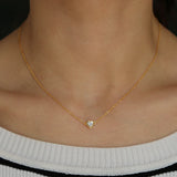 925 Sterling Silver Heart Necklace CZ Charm Drop Delicate Jewelry