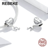 925 Sterling Silver Heart Bead Musical Notes Charm DIY Jewelry Making