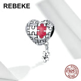925 Silver Love Puzzles Heart Pendant for Bracelet DIY