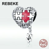 925 Silver Love Puzzles Heart Pendant for Bracelet DIY